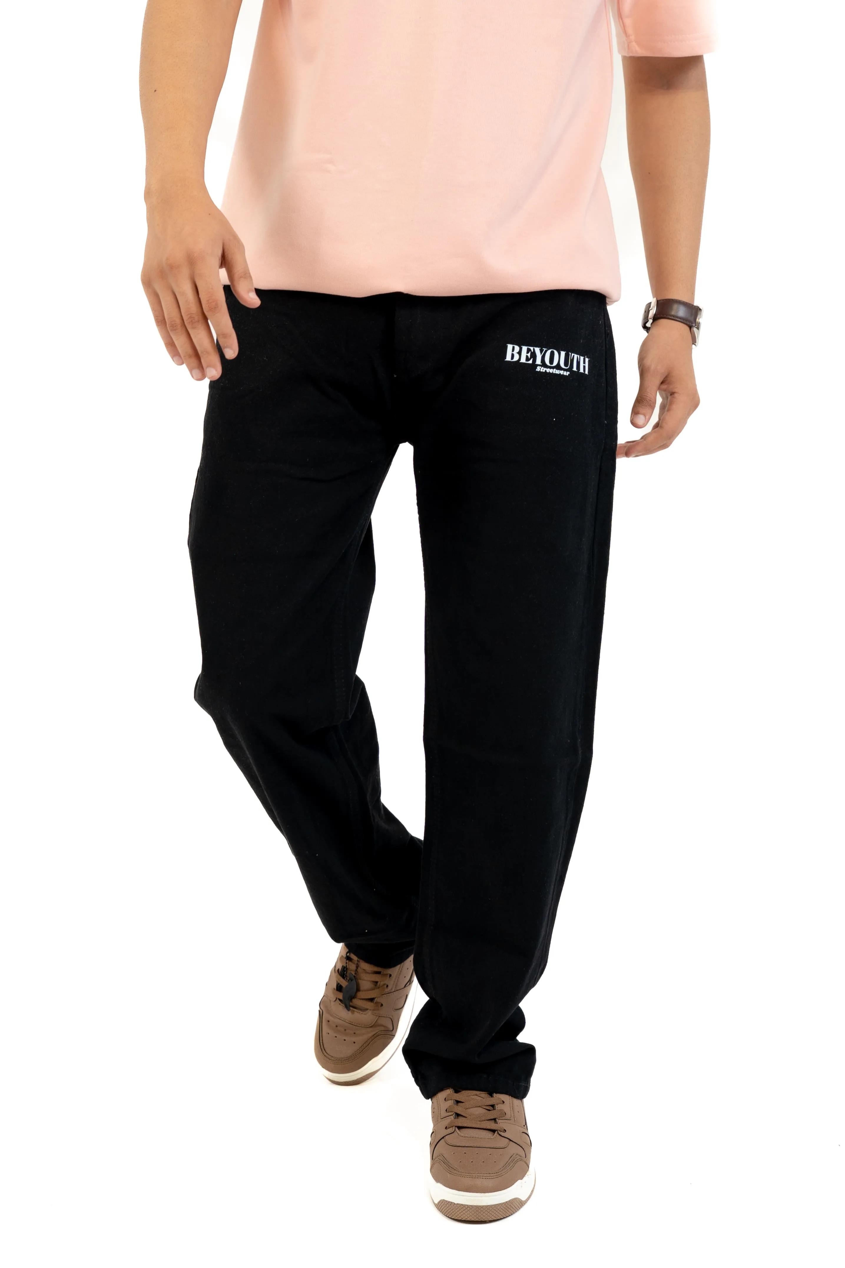 Beyouth Black Straight Fit Denims front